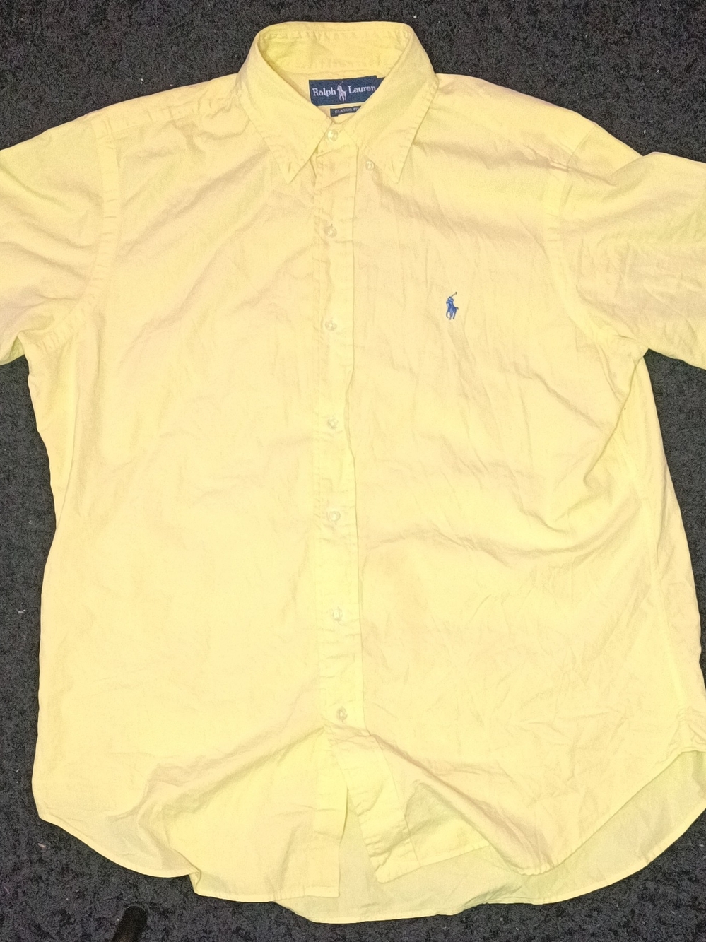Ralph Lauren Yellow Button-Down Shirt with Blue Pony